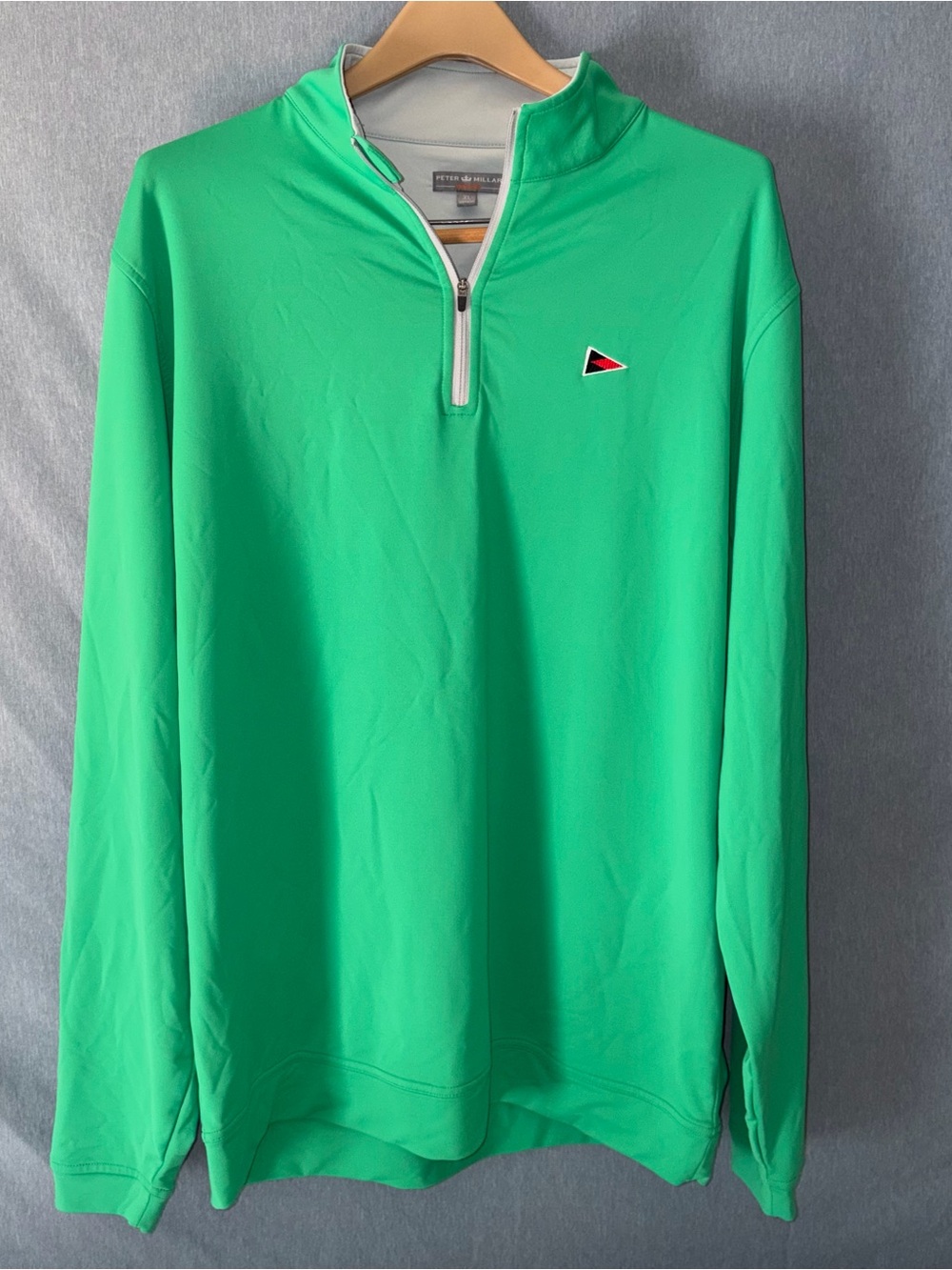 Peter Millar Men’s Bright Green Quarter-Zip Pullover with Contrast Trim